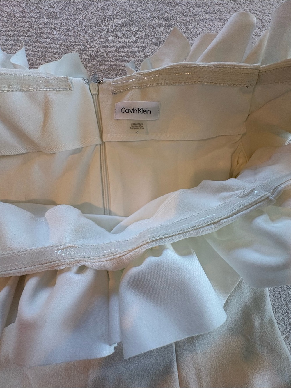 Calvin Klein White Off Shoulder Ruffle Sheath Dress Size 6 - Picture 11 of 15